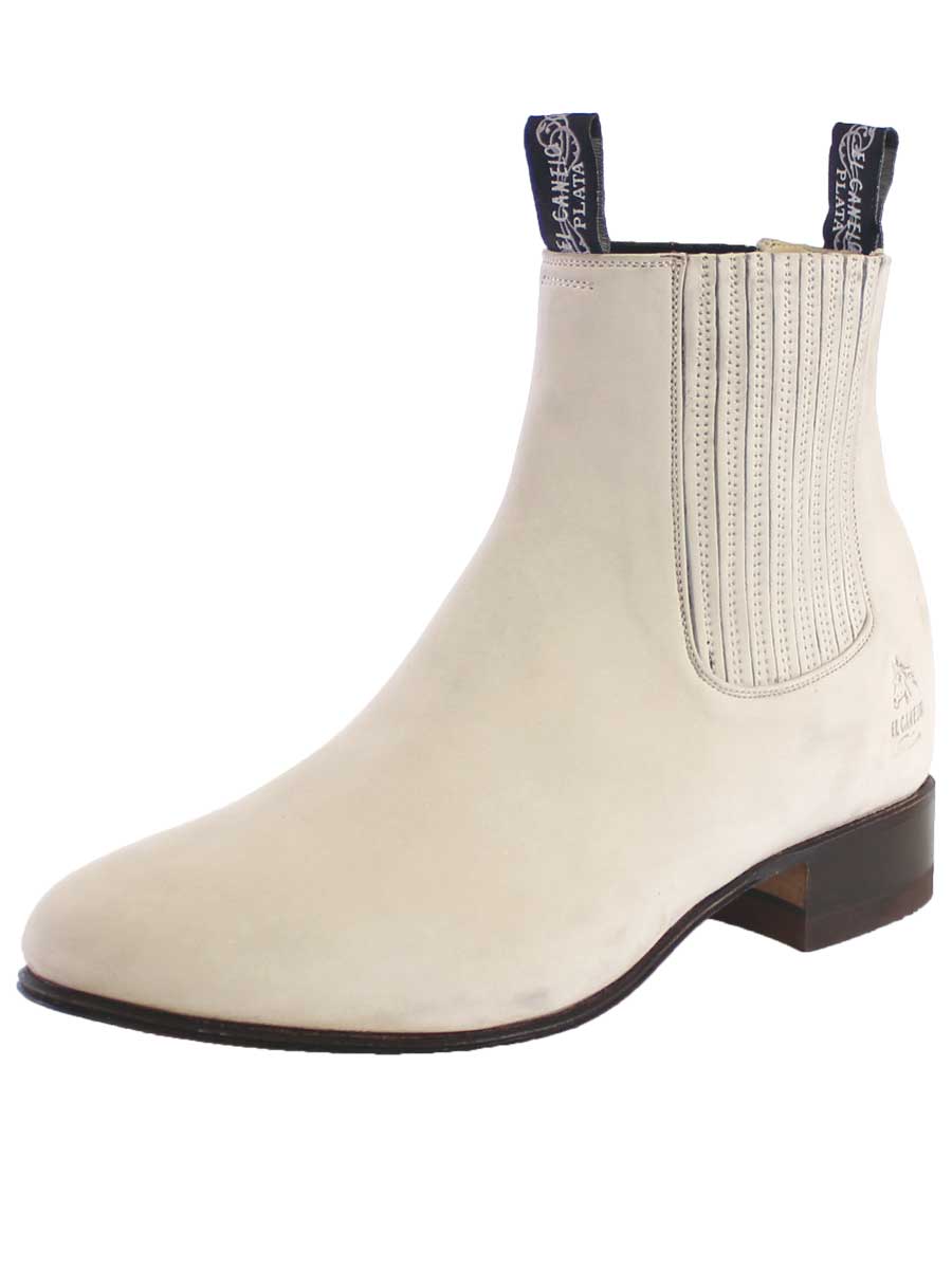Bota Vaquera Charra El General Gamuza para Hombre - Hueso