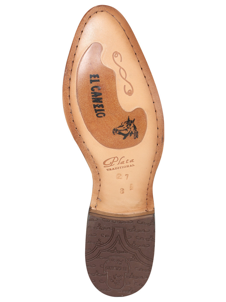 Botín Vaquero de Hombre El General Charro en Piel Bovino Nobuck Color Beige 230