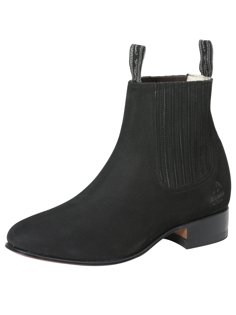 Bota Vaquera Charra El General Piel Nobuk para Hombre - Negro - Modelo 3663