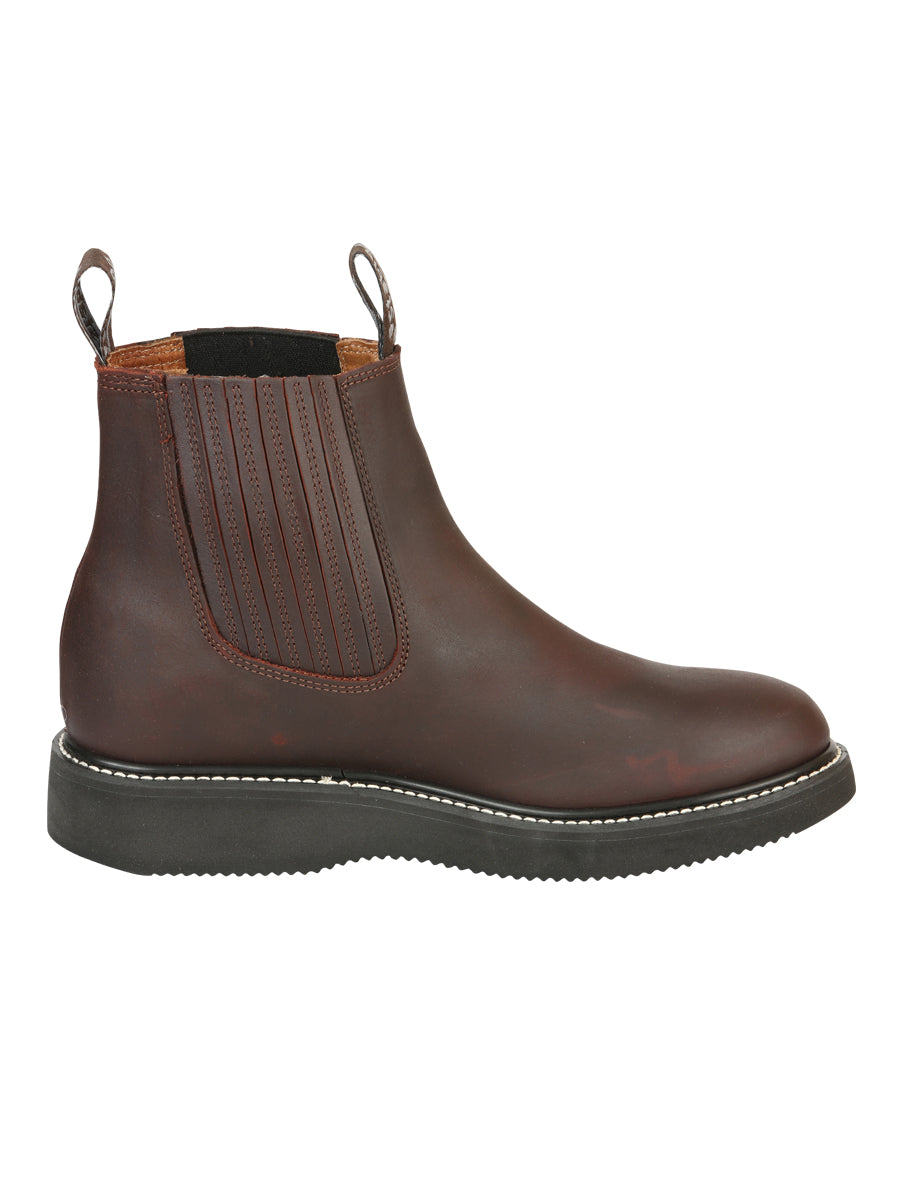 Botín Vaquero Establo Piel Vacuna para Hombre - Vino - Modelo 24963