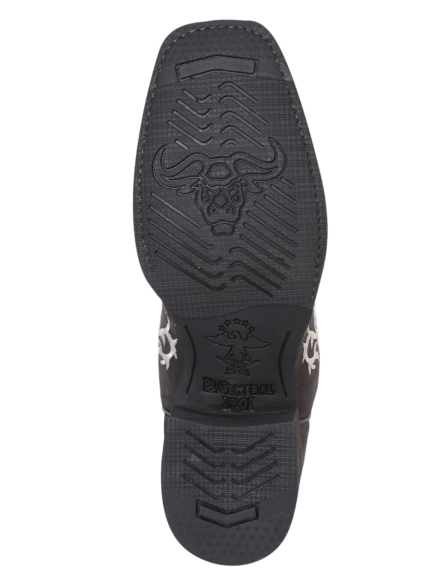 Bota Vaquera Rodeo Hombre El General Piel Crazy Bovino Miel/Café - Modelo 33316