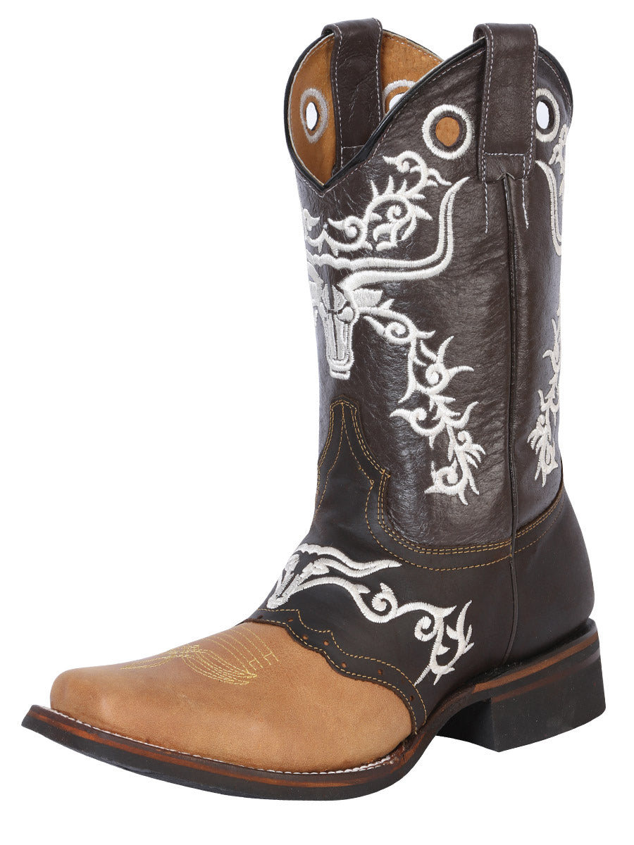 Bota Vaquera Rodeo El General Piel Crazy para Hombre - Miel - Modelo 33316