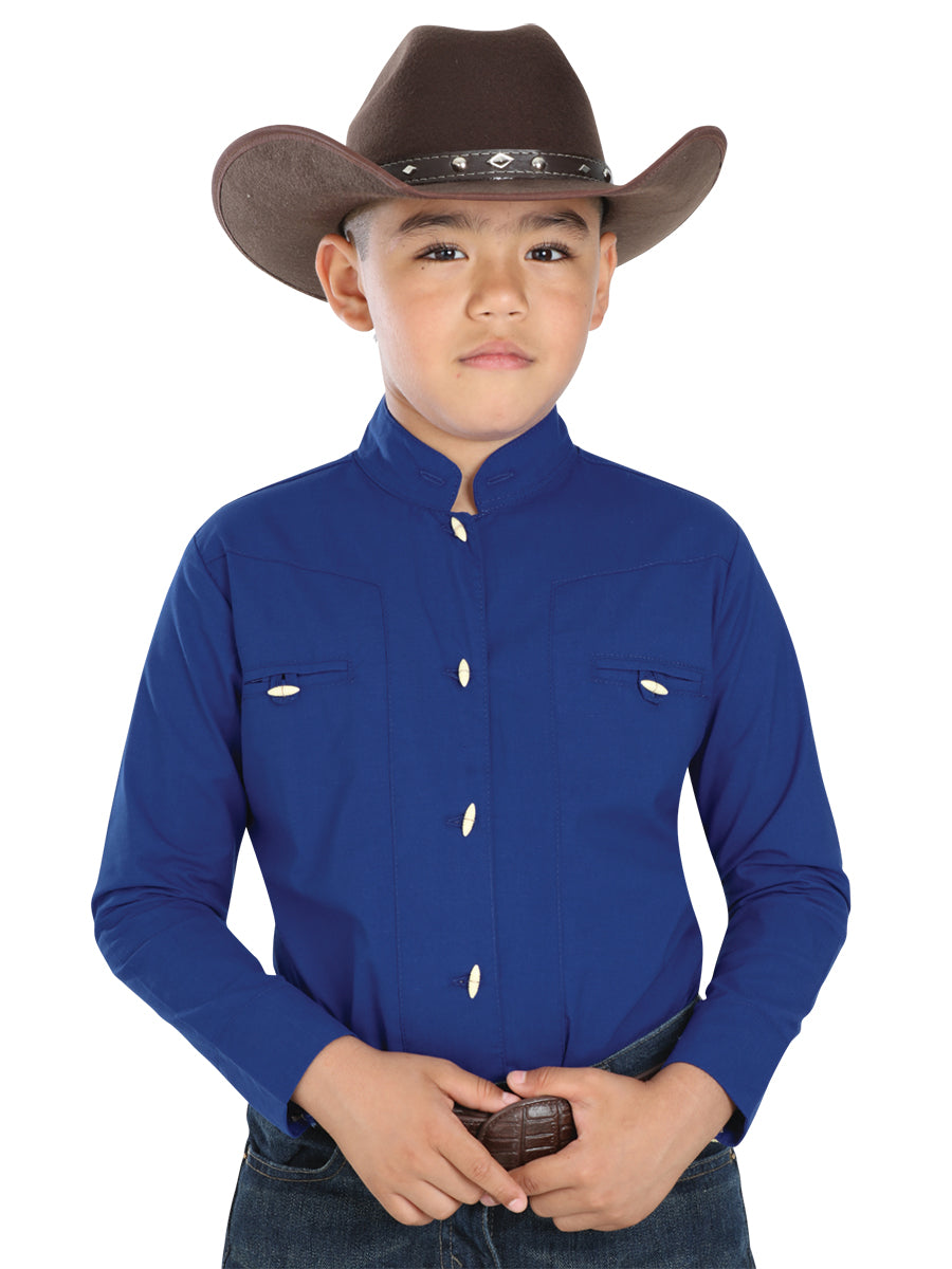 Camisa Manga Larga El General Manga Larga Mchn11 65% Polyester 35% Azul Cobalto