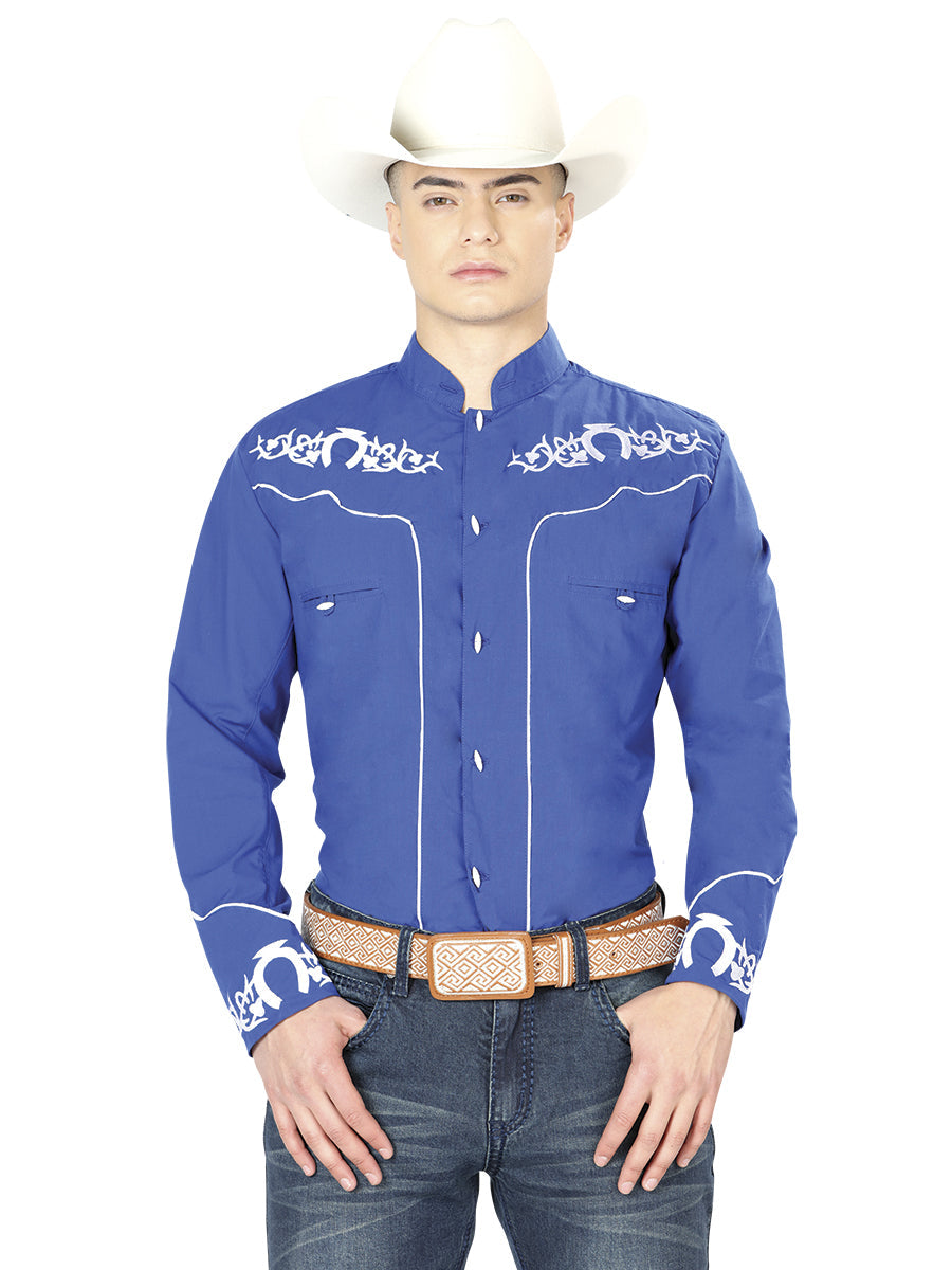Camisa Manga Larga El General M/ Larga Chc062 65% 35% Azul Cobalto