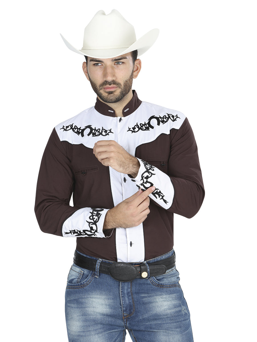 Camisa Manga Larga El General Manga Larga Chc063 65% Polyester 35% Cafe