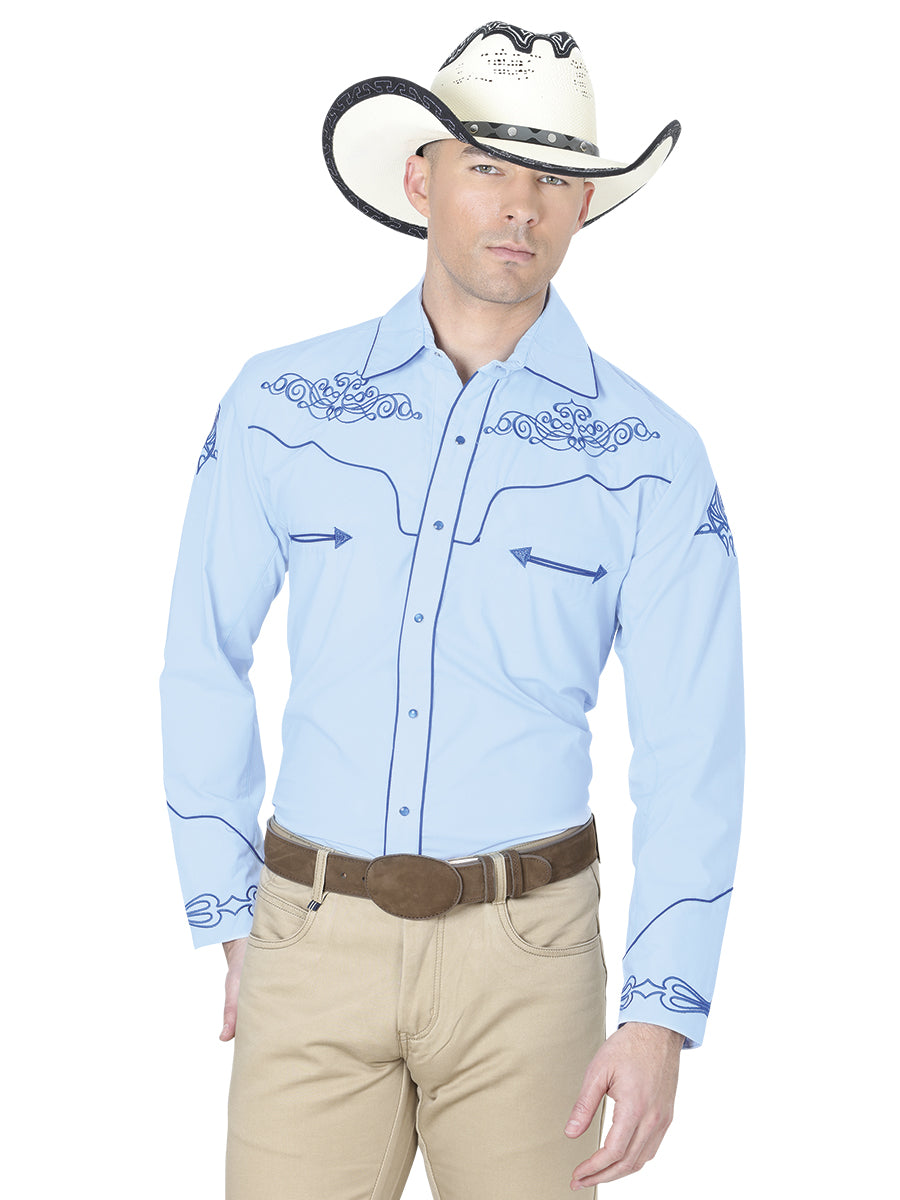Camisa Manga Larga El General Vaquera Manga Larga Mch 02 03 65% Polyester 35% Azul Cielo