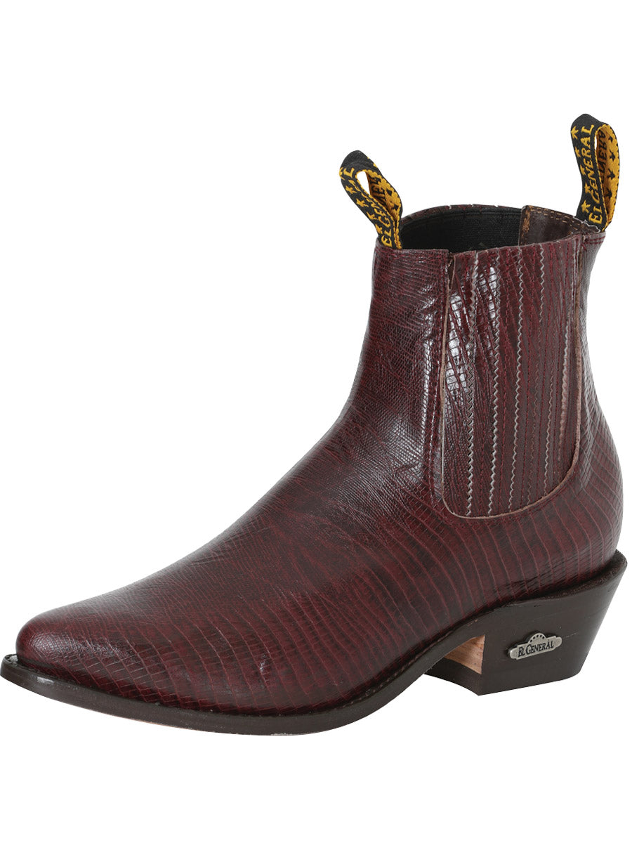 Botín Vaquero El General Grabado Lizard para Hombre - Vino - Modelo 41495