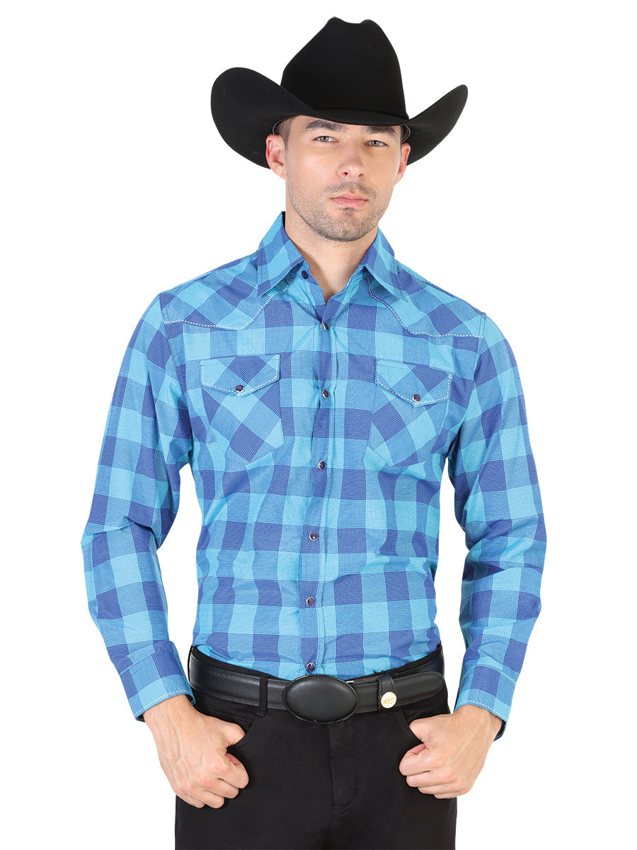 Camisa Manga Larga El General Vaquera Manga Larga 84 55% 45%Polyester Azul