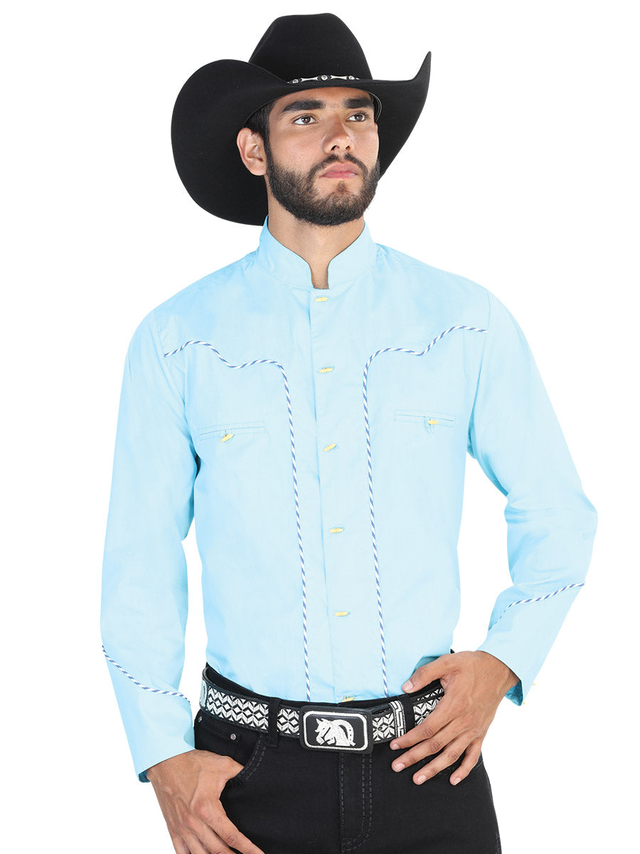 Camisa Manga Larga El General 55% 45% Azul Claro