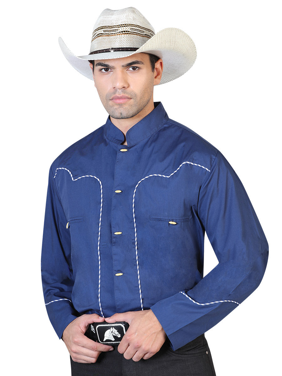 Camisa Manga Larga El General 55% 45% Azul Marino