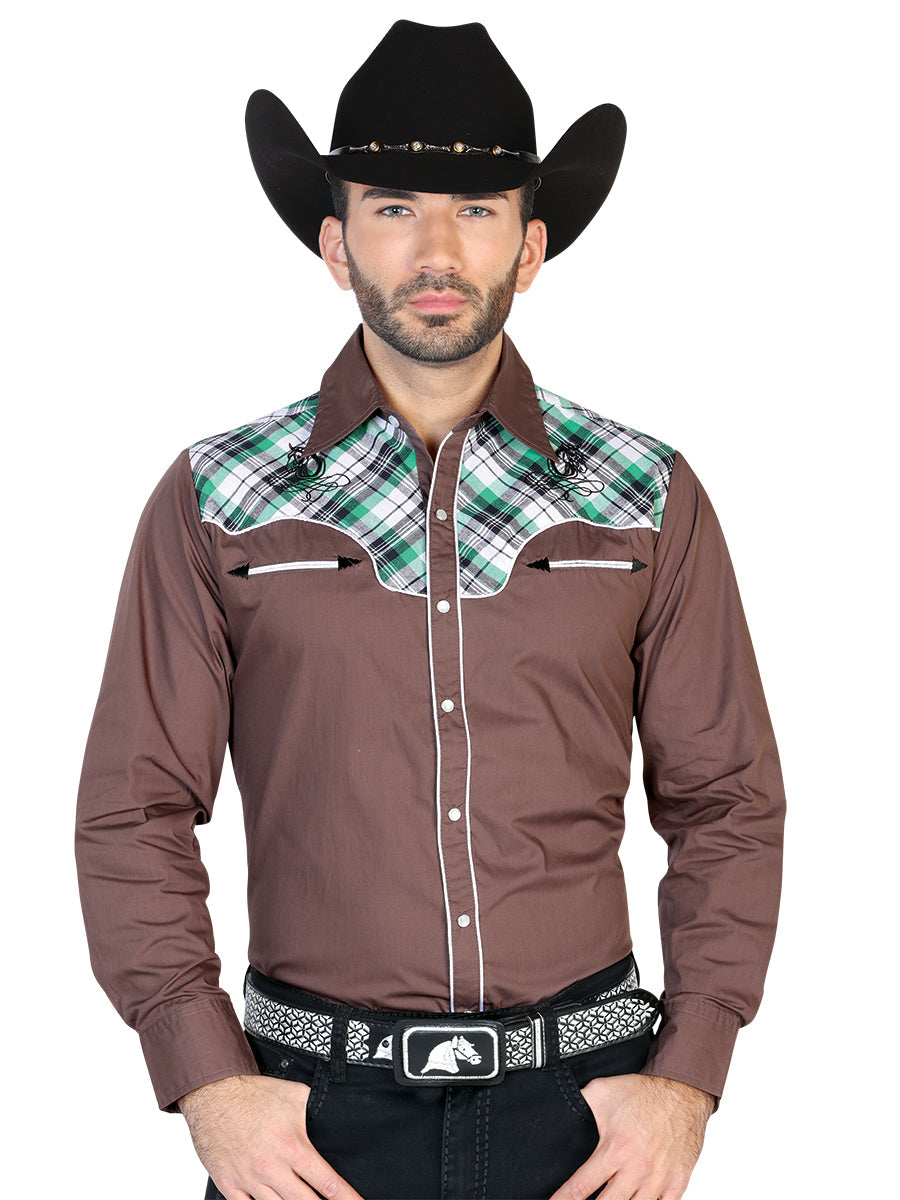 Camisa Manga Larga El General Vaquera Combinada 55% 45% Gris