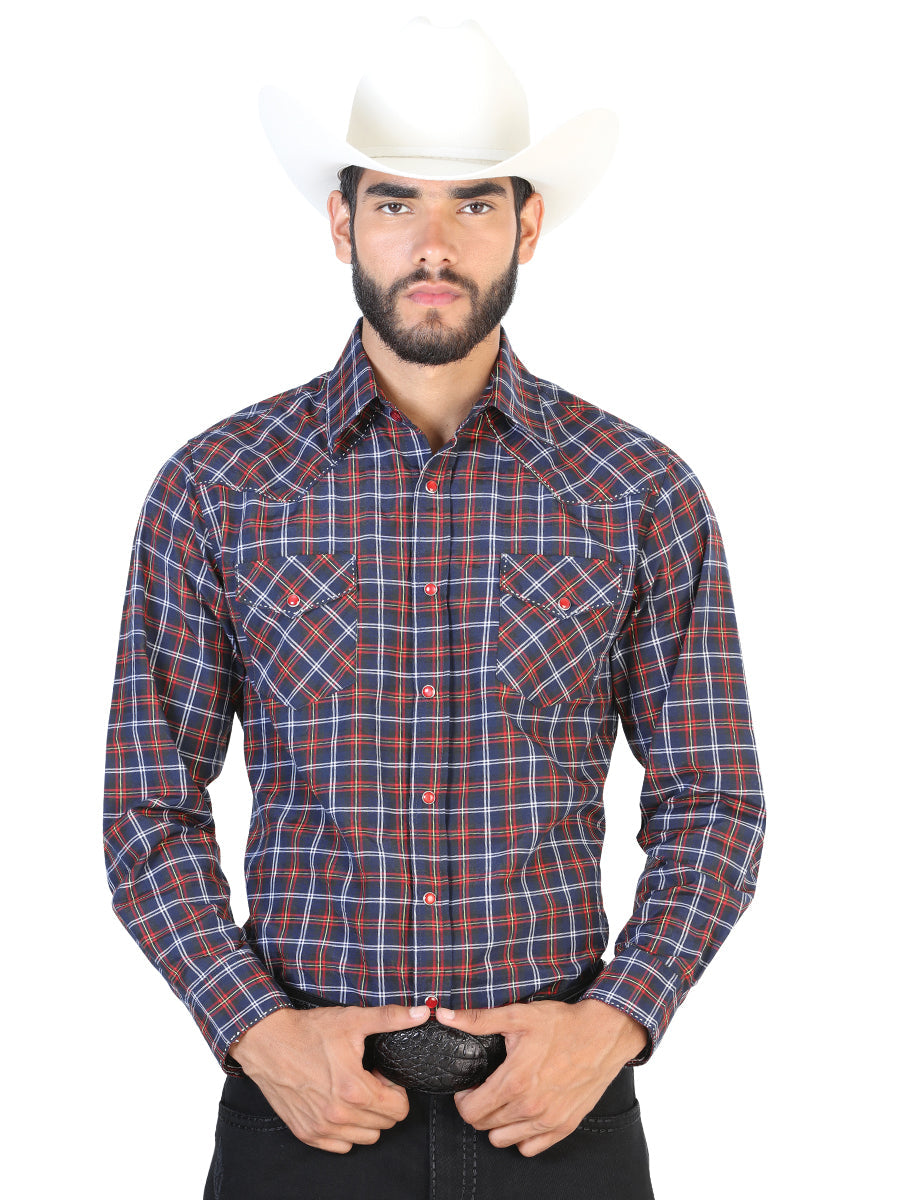 Camisa Manga Larga El General Vaquera Manga Larga 55% 45%Polyester Negro/Blanco