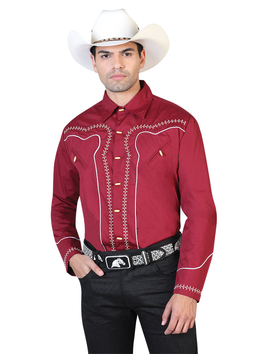 Camisa Manga Larga El General 55% 45% Vino