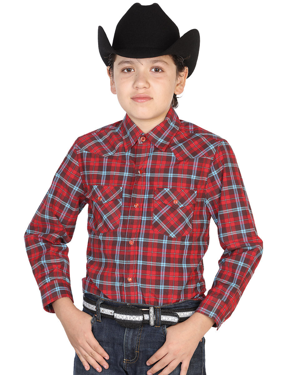 Camisa Manga Larga El General Vaquera Para Nino 55% 45%Polyester Roja