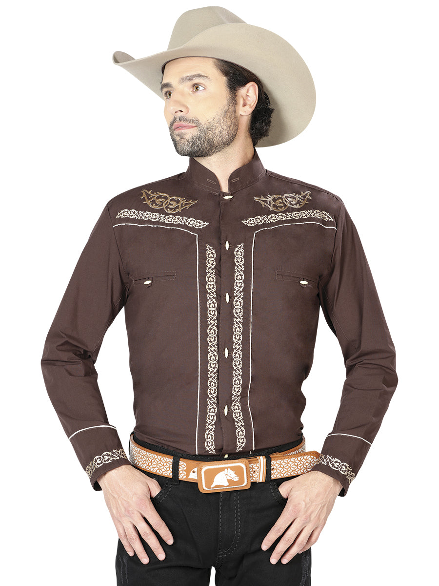 Camisa Manga Larga El Señor de los Cielos M/ Larga Chc060 65% Polyester 35% Cafe