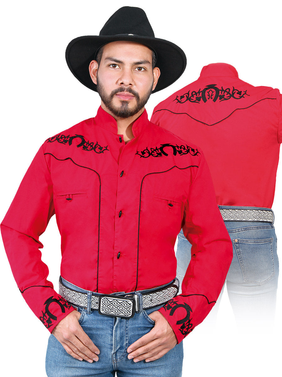 Camisa Manga Larga El Señor de los Cielos M/ Larga Chc062 65% Polyester 35% Rojo