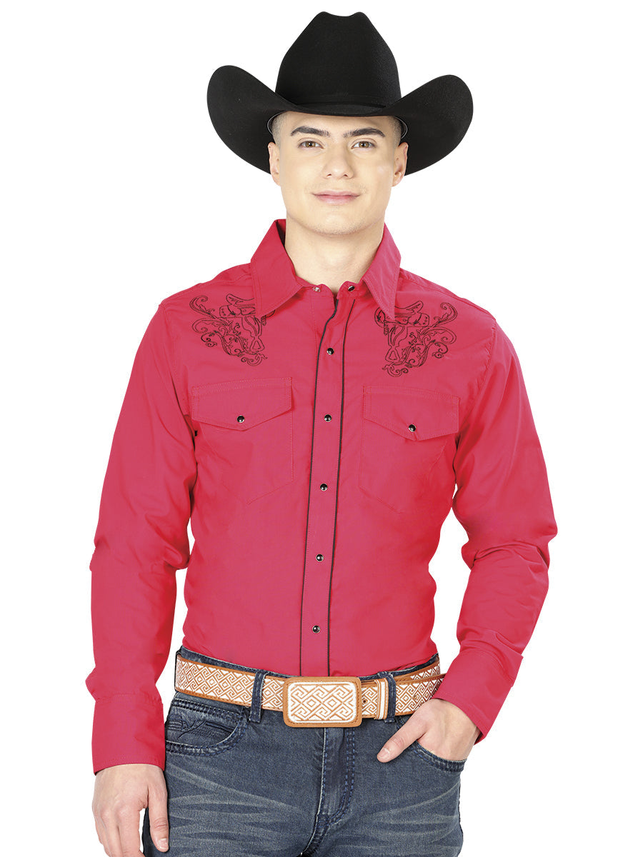 Camisa Manga Larga Rojo Vaquero Manga Larga