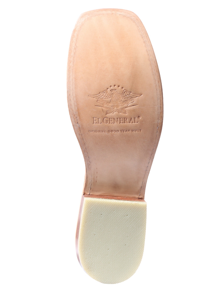Bota Vaquera Rodeo Hombre El General Piel Crazy Bovino Chocolate - Modelo 43010
