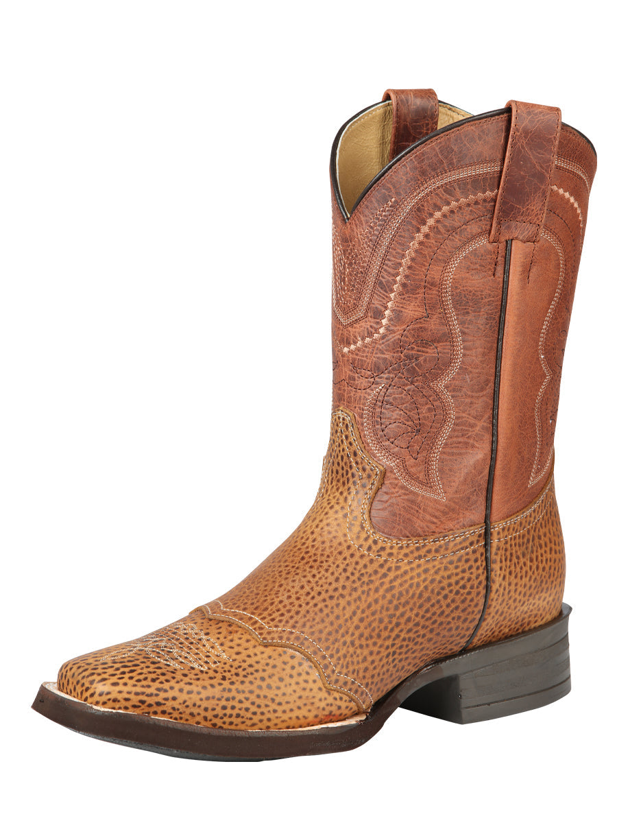 Bota Vaquera Rodeo El General Piel Crazy para Hombre - Miel - Modelo 43012