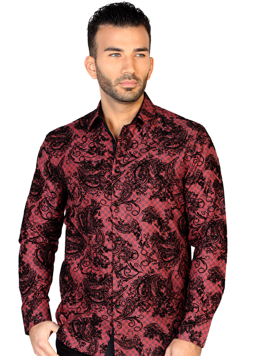 Camisa Manga Larga El General Casual Fl 04 % Modal Oxido/Azul Marino
