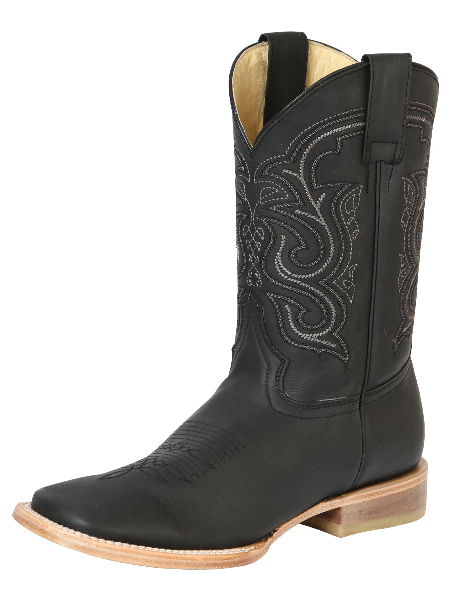Bota Vaquera Rodeo El General Piel Crazy para Hombre - Negro - Modelo 43534