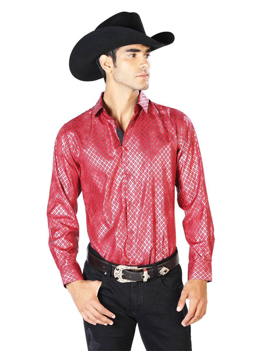 Camisa Manga Larga Rojo Casual Manga Larga Vaquero Vaquero