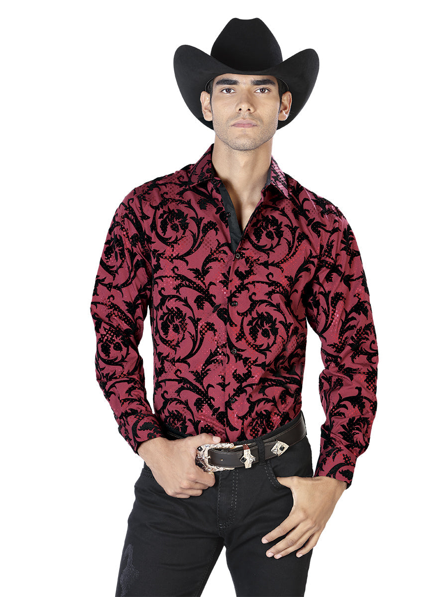 Camisa Manga Larga Oscuro Vino Casual Manga Larga