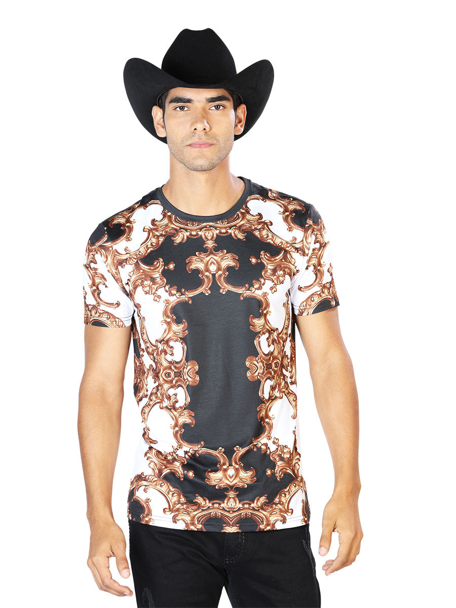 El Señor de los Cielos T Shirt S/SLEEVE El WH 97% Polyester 3% Spandex White/ Black/Gold