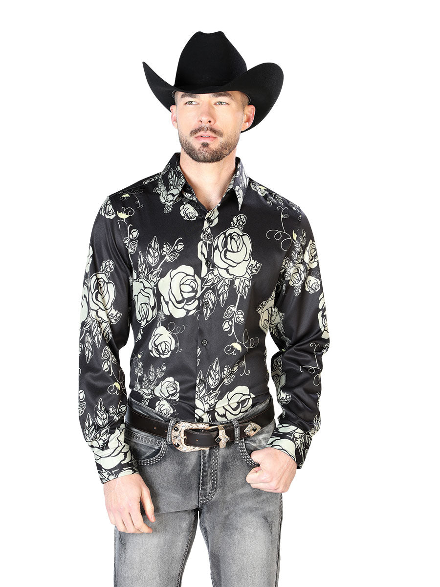 Camisa Manga Larga Negro Casual Manga Larga