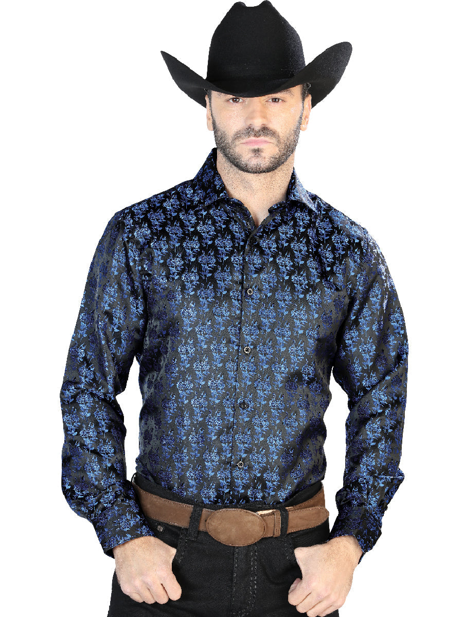 Camisa Manga Larga El Señor de los Cielos Manga Larga El 2108035 % Microfibra Negro/Azul