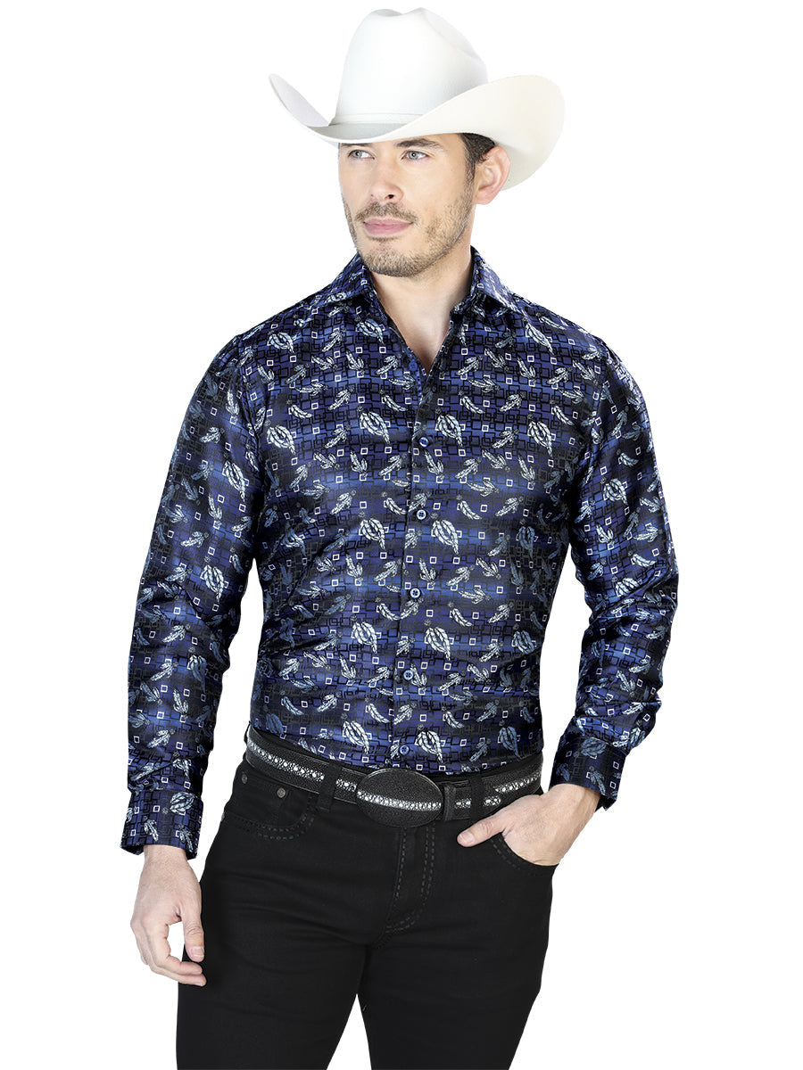 Camisa Manga Larga El Señor de los Cielos Casual Manga Larga El 2108009 % Microfibra () Azul