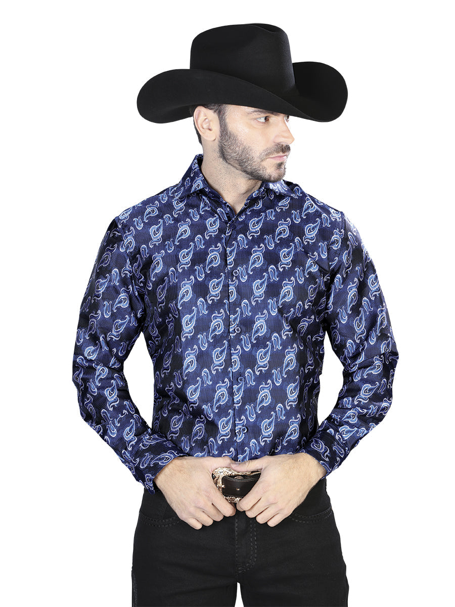 Camisa Manga Larga El Señor de los Cielos Casual L/ Manga El 2108017 % Microfiber () Azul