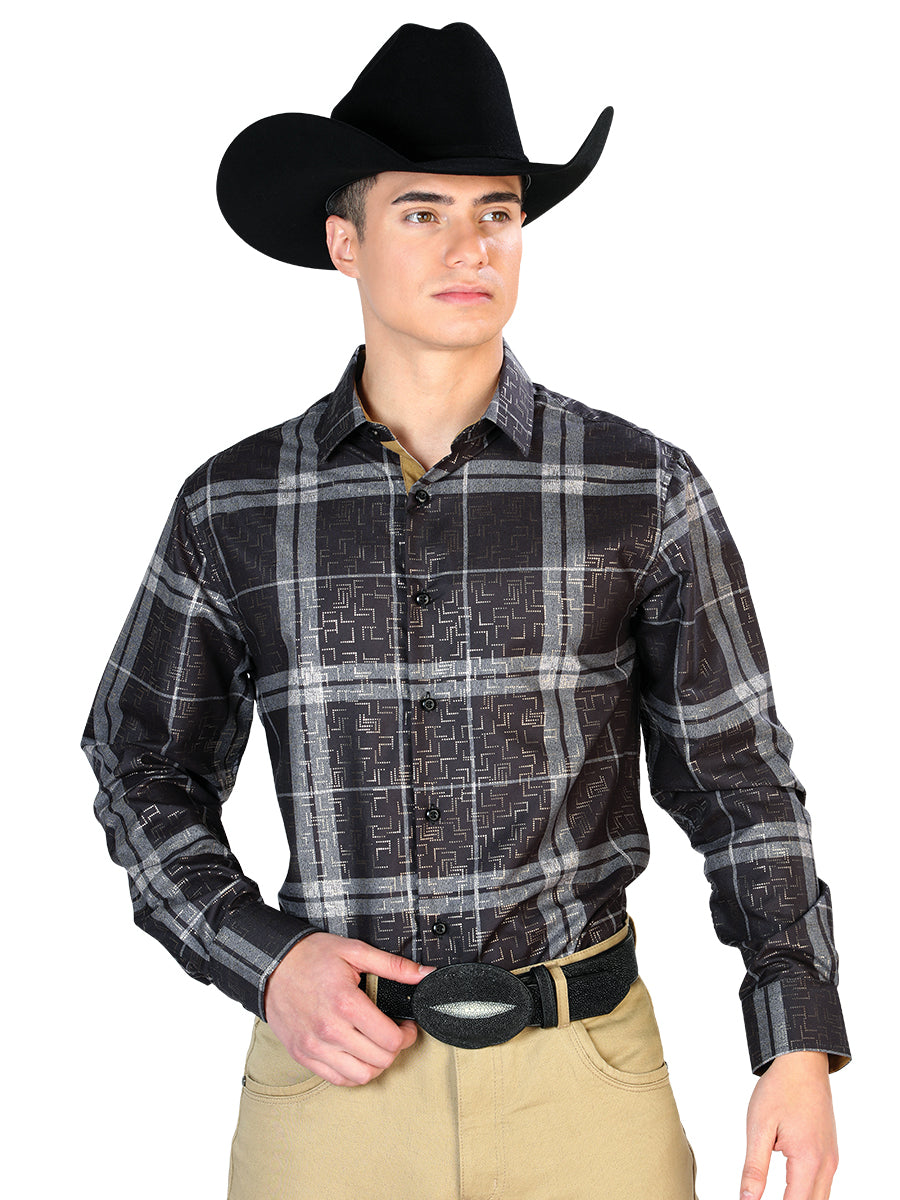 Camisa Manga Larga El Señor de los Cielos Casual Manga Larga El Wh7 % Negro