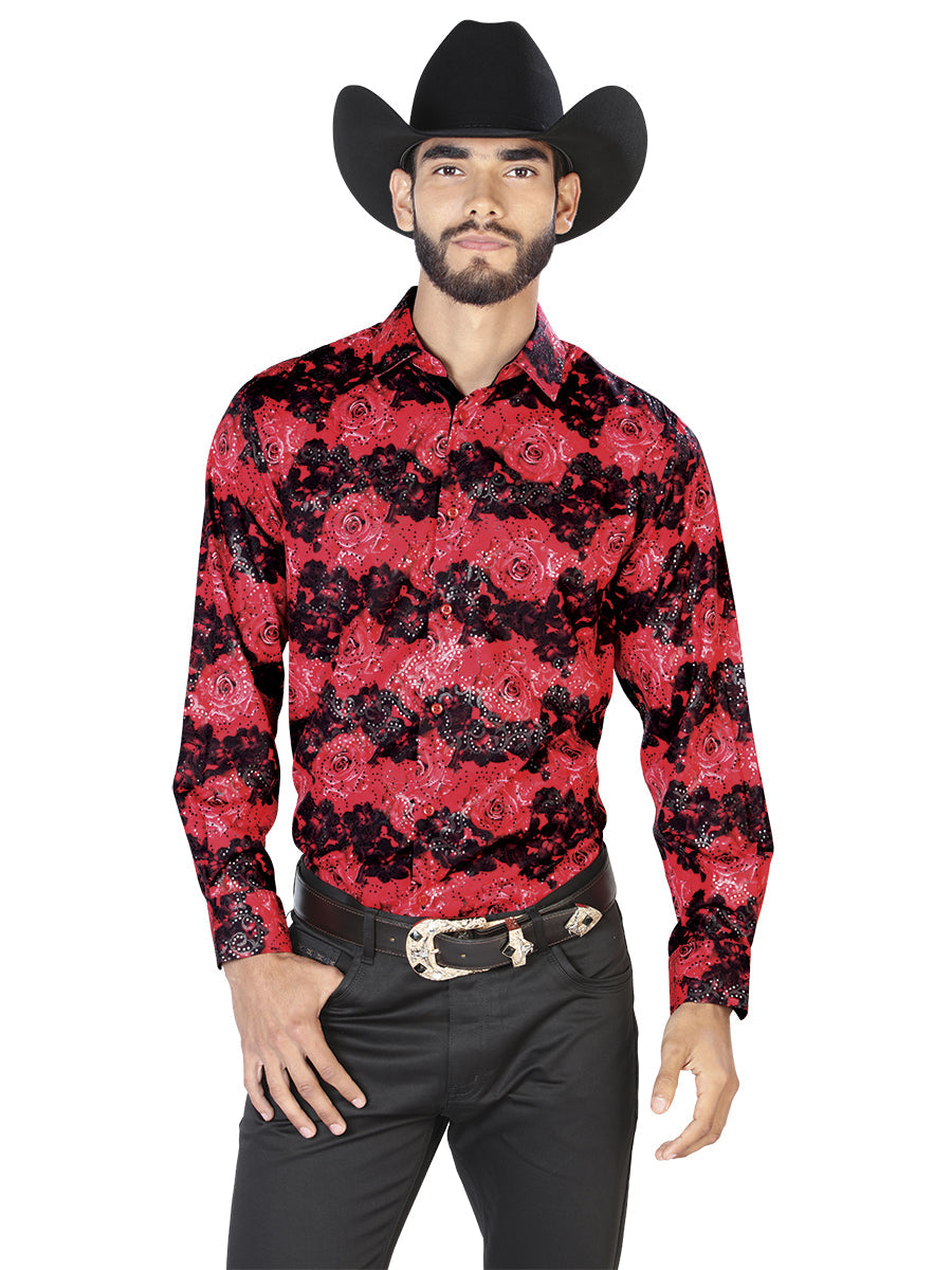 Camisa Manga Larga El Señor de los Cielos Casual Manga Larga El Wh7 97% 3% Rojo