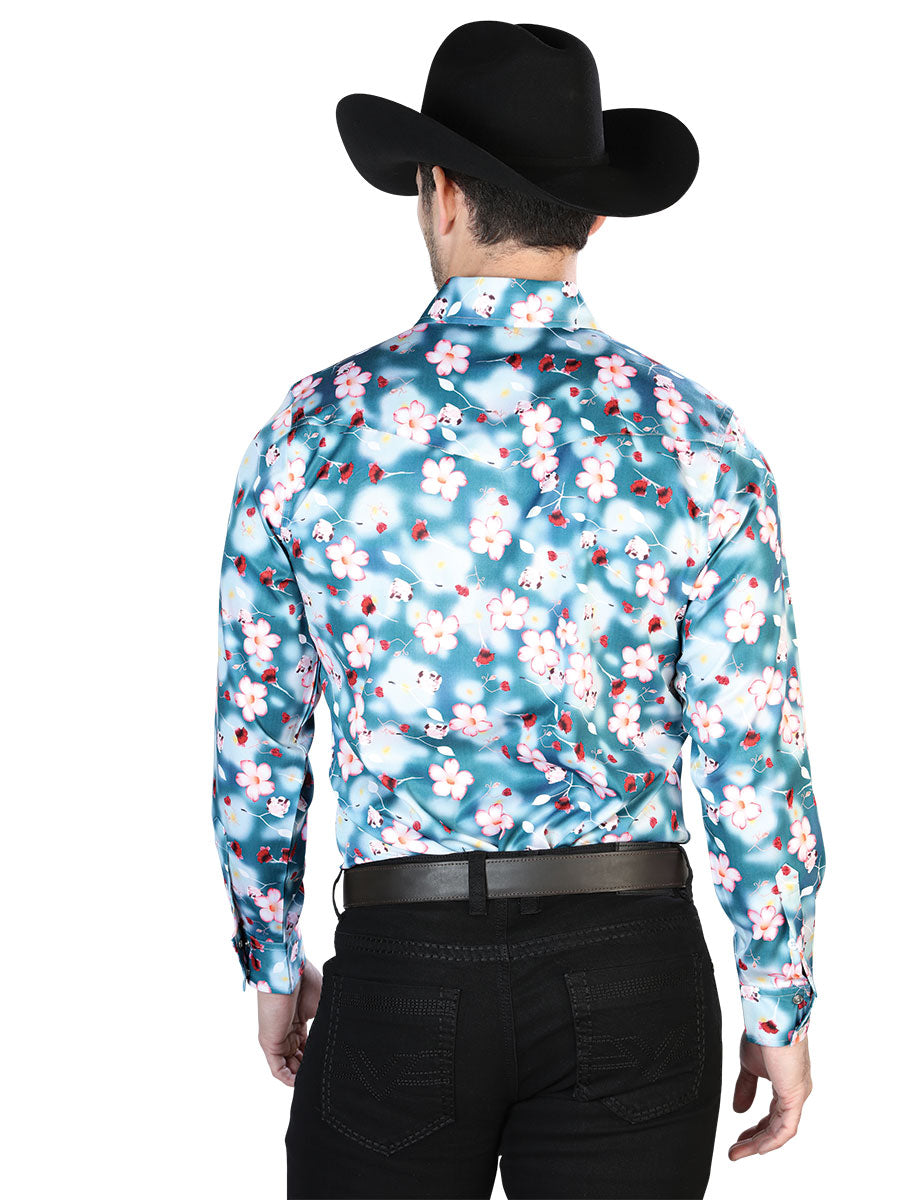 Camisa Manga Larga Aqua Flowers Casual Manga Larga