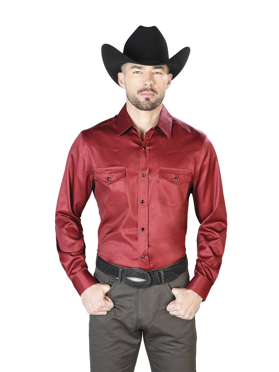 Camisa Vaquera de Hombre El Señor de los Cielos Manga Larga Broche Casual en 97% Poliéster 3% Lycra 43961
