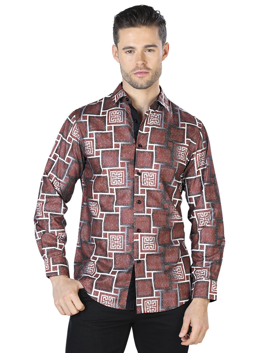 Camisa Manga Larga Burgandy Casual Manga Larga