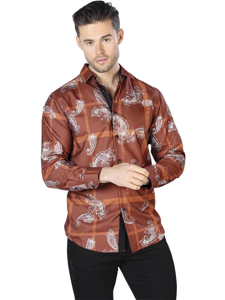 Camisa Manga Larga El Señor de los Cielos Casual L/ Manga El Wh10 % Brick