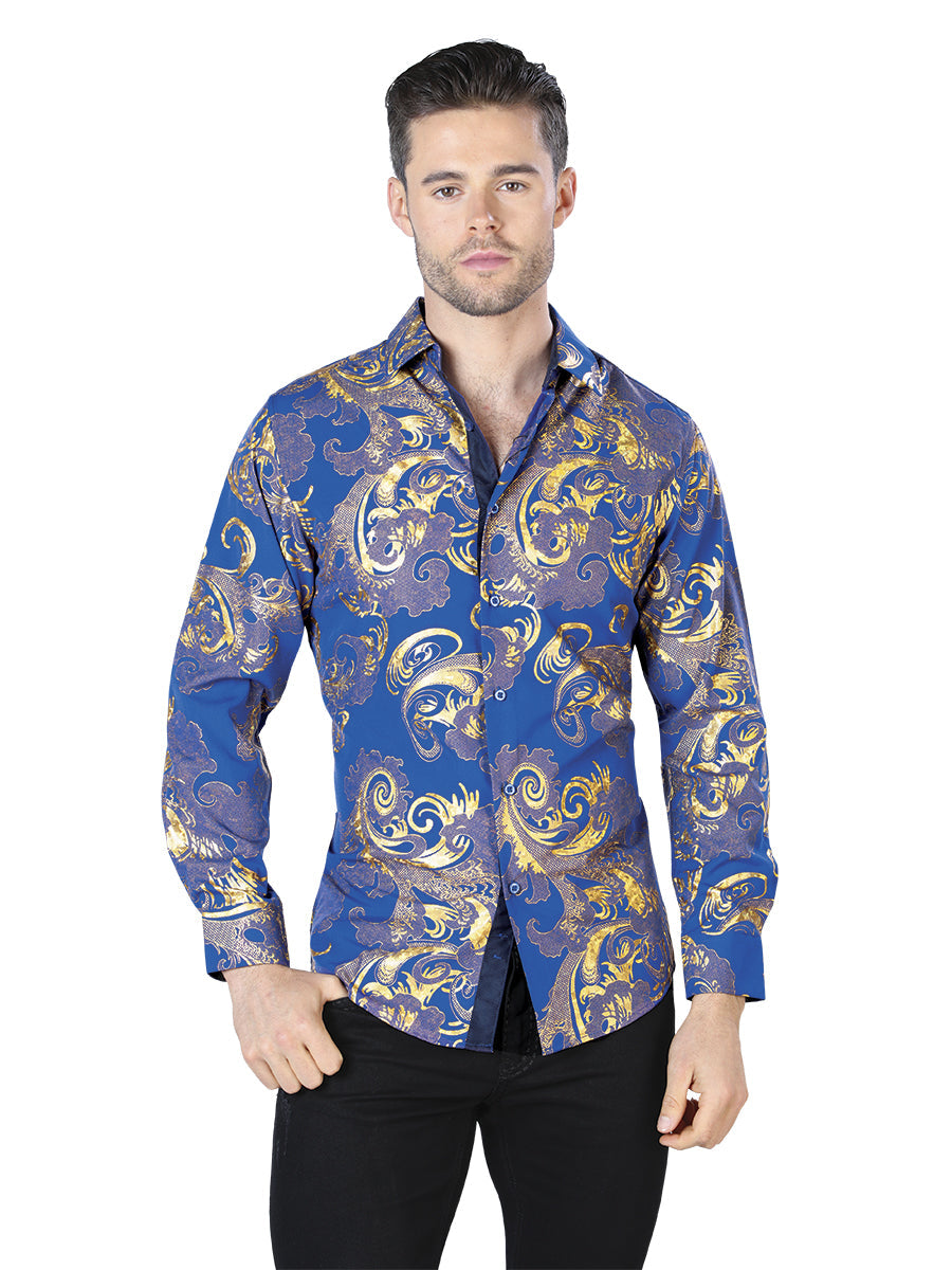 Camisa Manga Larga El Señor de los Cielos Manga Larga El Wh10 97% 3% Azul/Oro