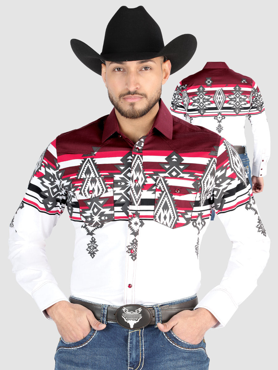 Camisa Manga Larga El General Casual Manga Larga BorgoñA