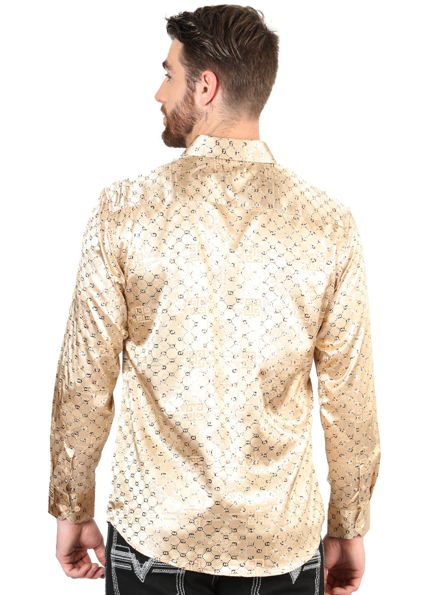 Camisa Vaquera de Hombre El Señor de los Cielos WH05-104 Manga Larga Casual en 97% Poliéster 3% Spandex Color Beige 44547