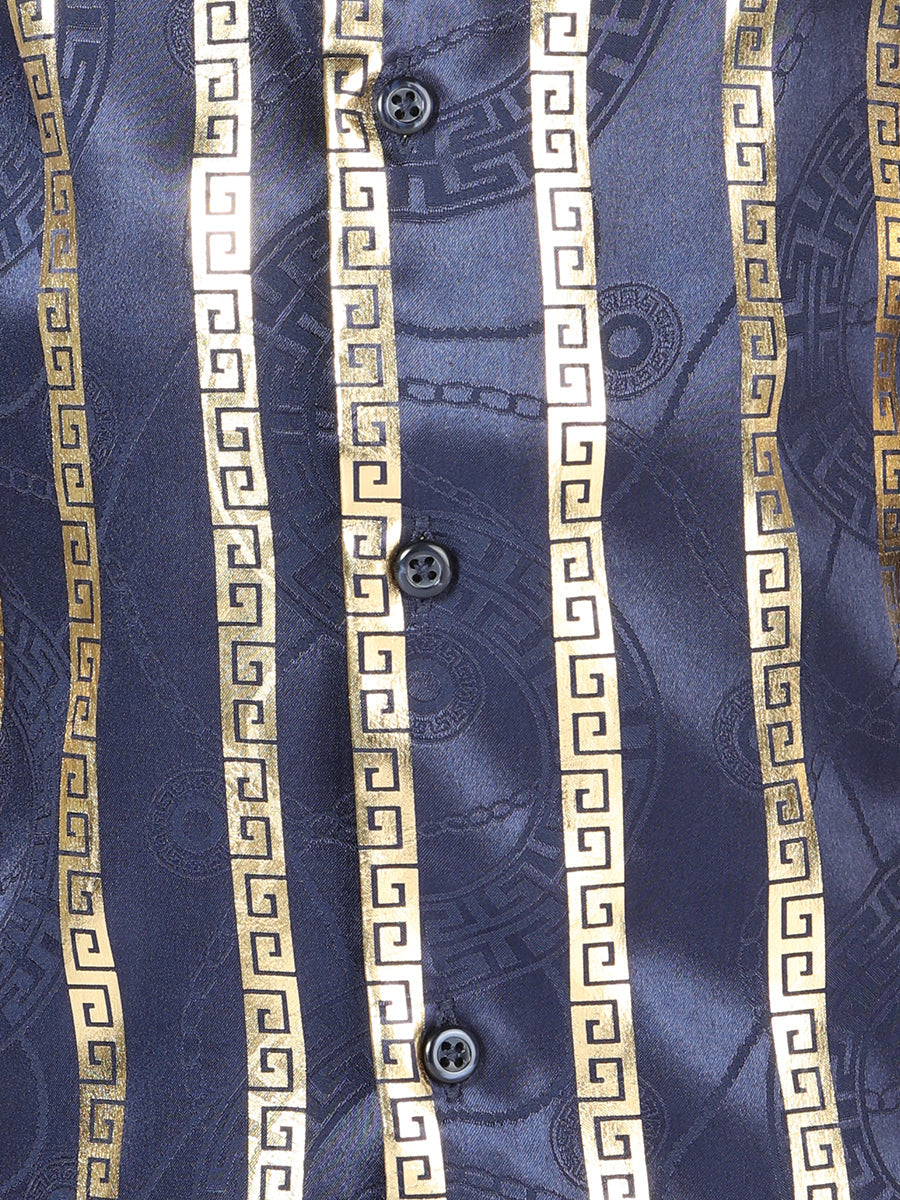 Camisa Manga Larga El General Azul Marino/Dorado Manga Larga