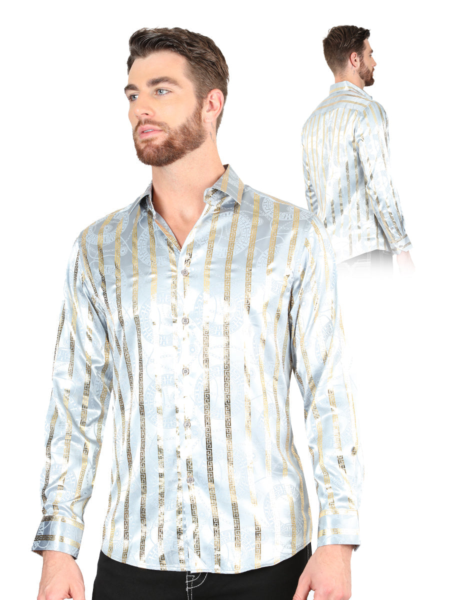 Camisa Manga Larga El General Gris/Dorado Manga Larga