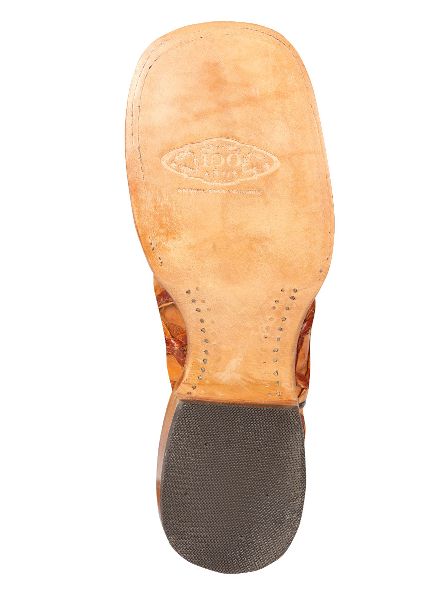 Bota Vaquera de Hombre 100 Años Rodeo en Piel Exótica Color Miel 44606