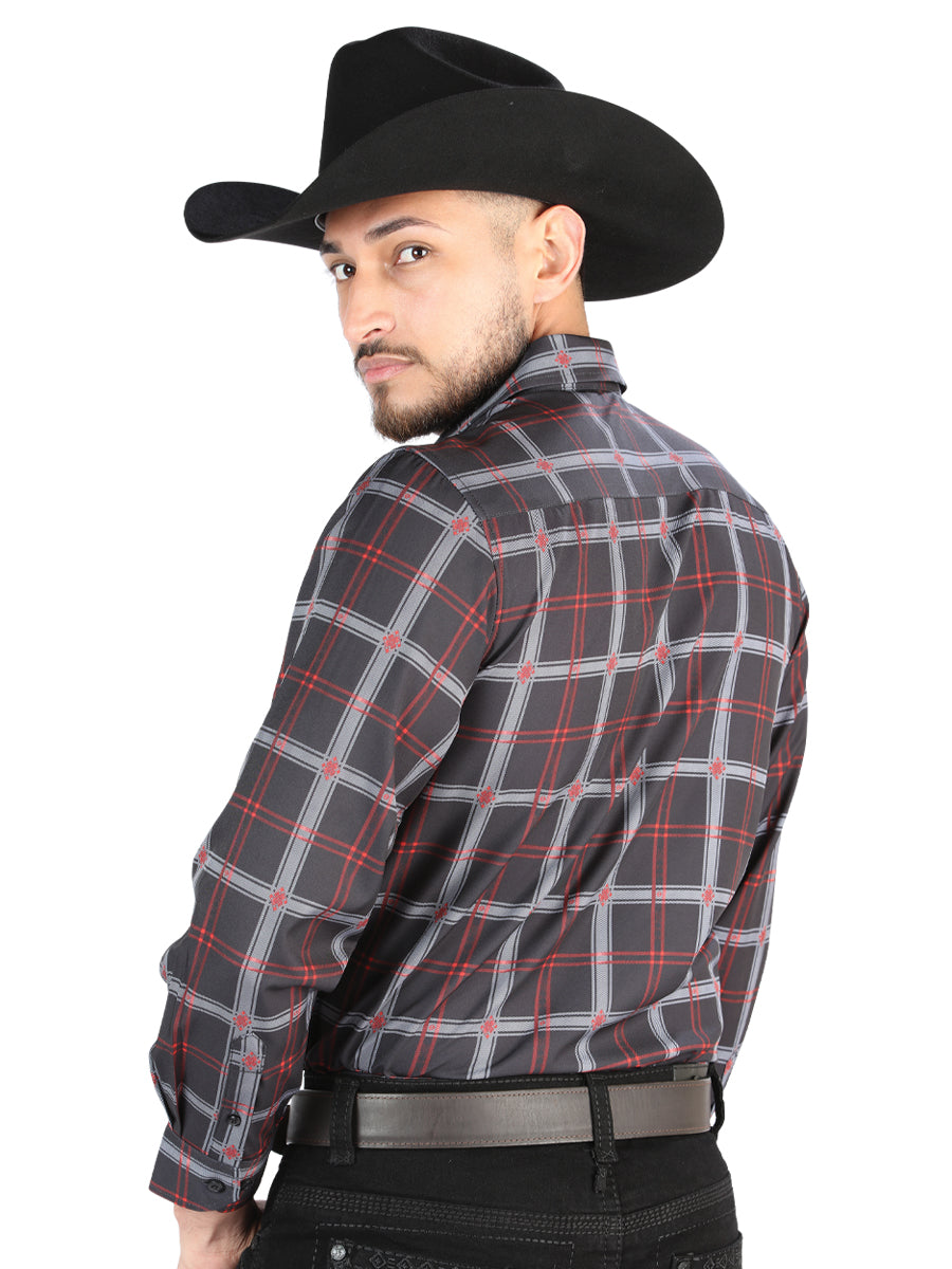 Camisa Manga Larga El General Casual Manga Larga Negro/Gris