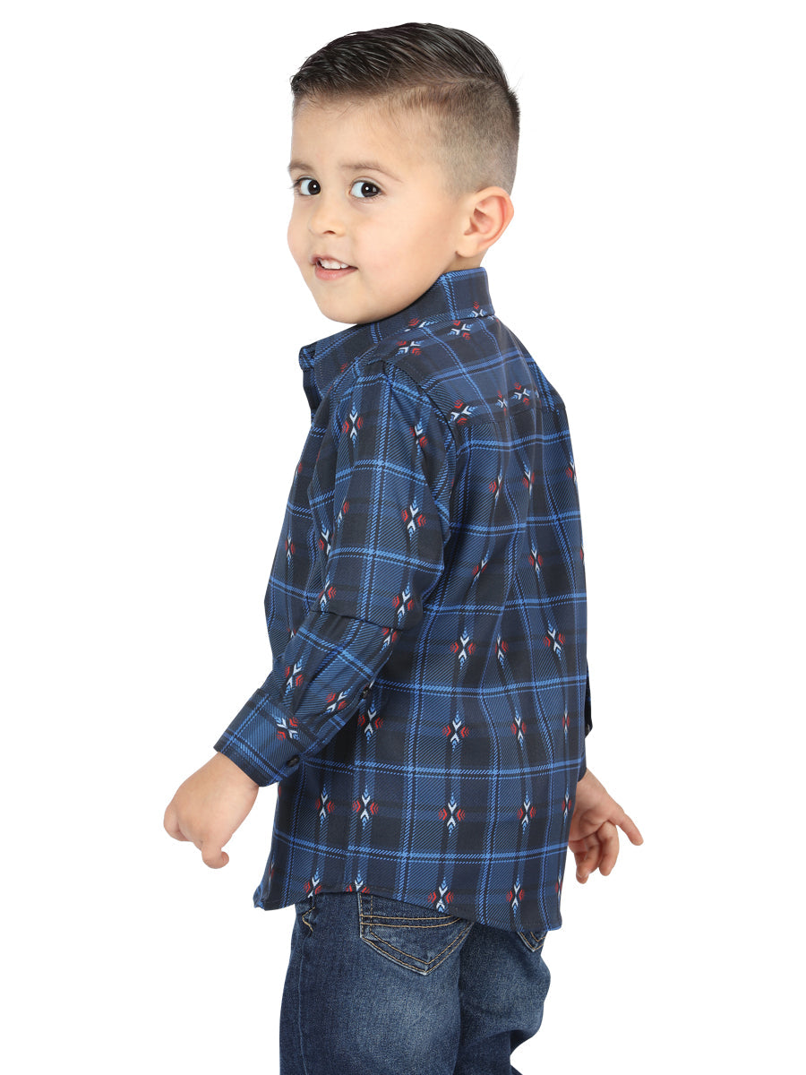 Camisa Manga Larga El General Negro/Azul Manga Larga