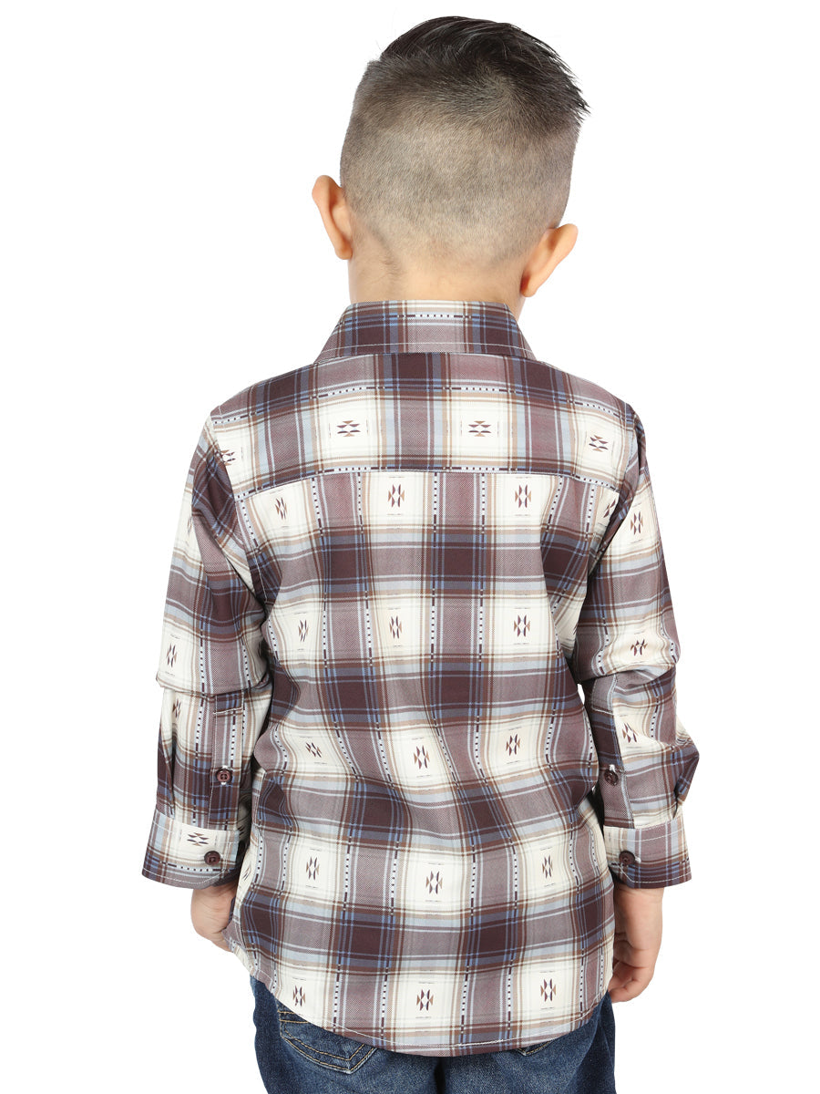 el General Beige/borgoña Casual Long - Sleeve Camisa 44747