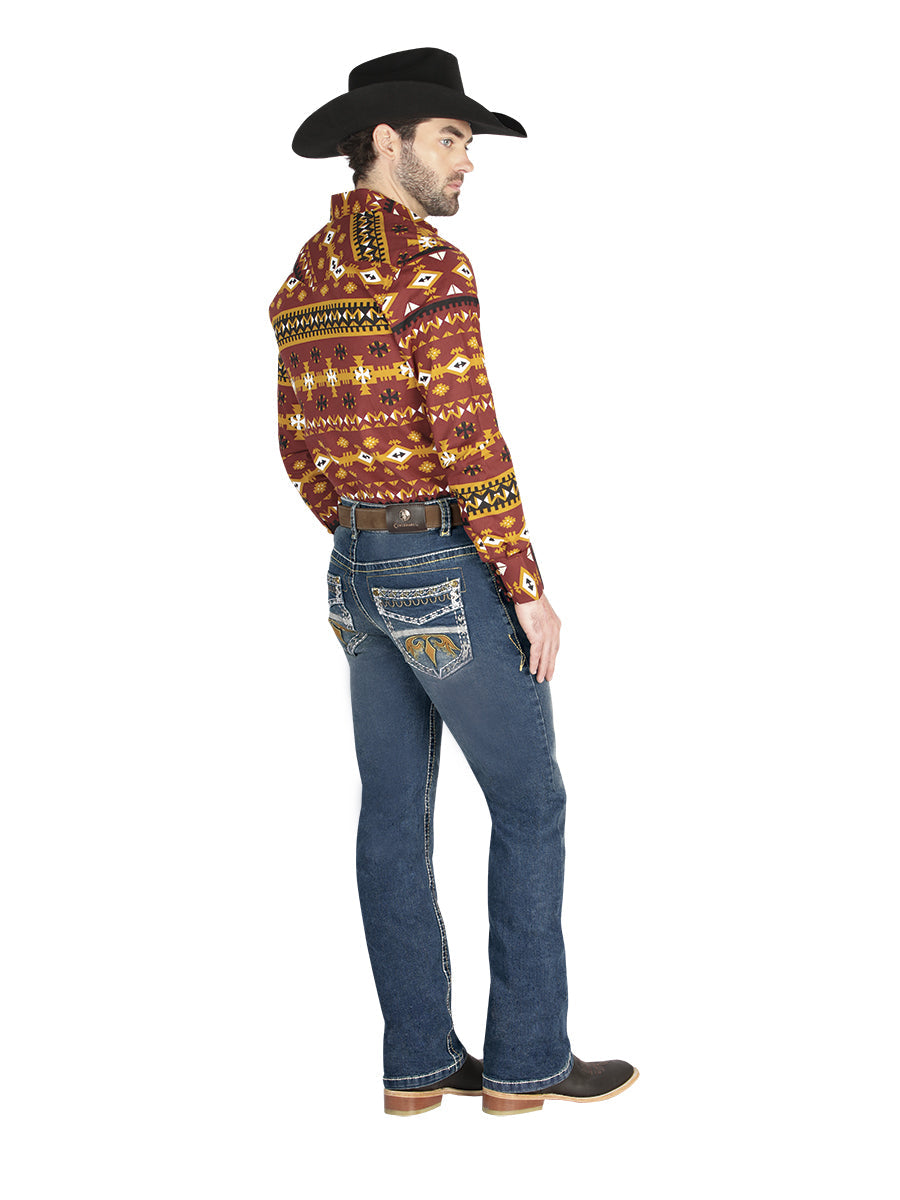 Pantalón de Mezclilla de Hombre Centenario ZD-1002 en Mezclilla Color Azul 44835
