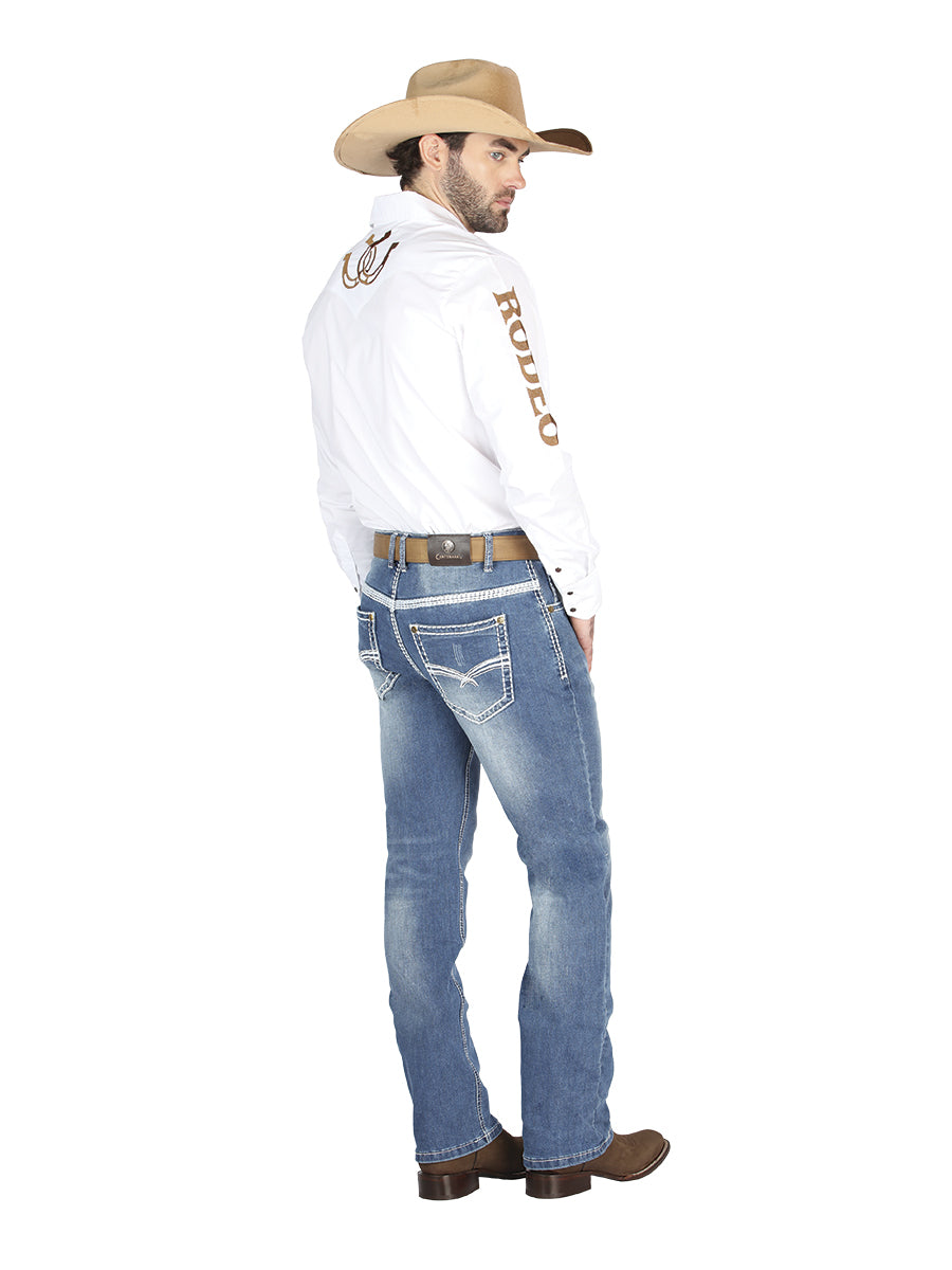 Pantalón de Mezclilla de Hombre Centenario ZD-1005 en Mezclilla Color Azul 44846