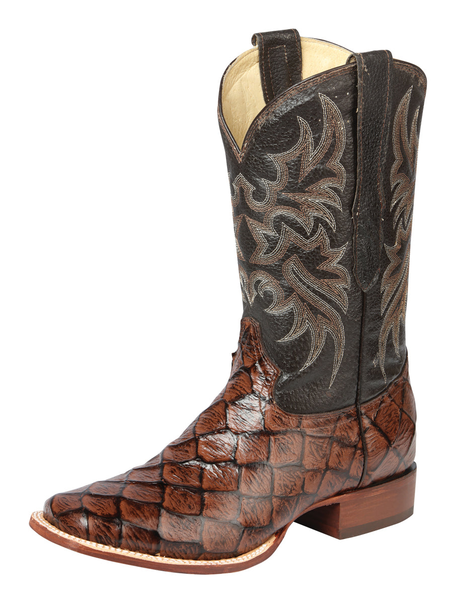 Bota Vaquera Rodeo El Señor de los Cielos Imitación Pirarucú para Hombre - Modelo 44931